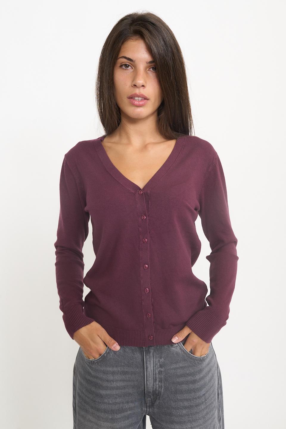 Cardigan scollo V burgundy - Autunno - Inverno 2025 | Brend