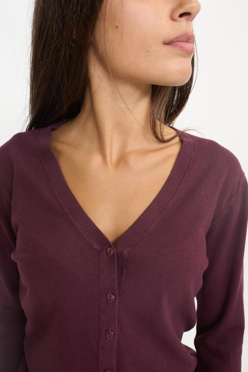 Cardigan scollo V burgundy - Autunno - Inverno 2025 | Brend