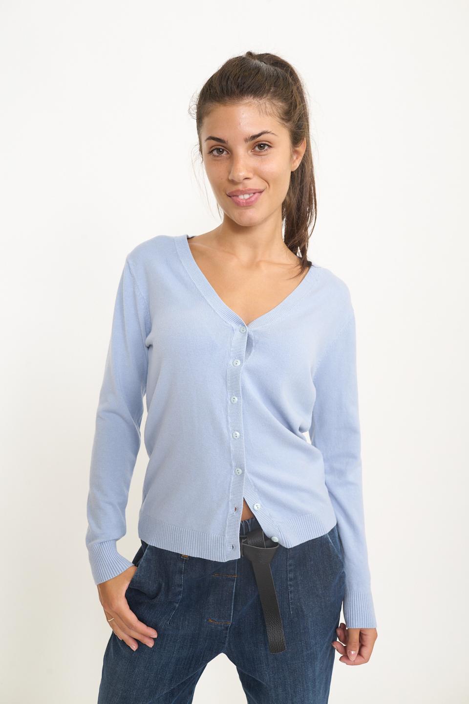 Cardigan scollo V celeste - Autunno - Inverno 2025 | Brend