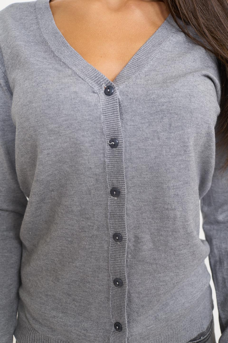 Cardigan scollo V grigio melange - Autunno - Inverno 2025 | Brend