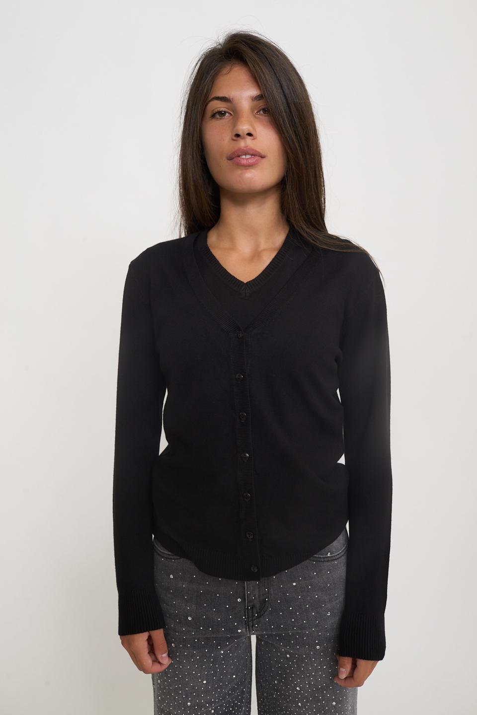 Cardigan scollo V nero - Autunno - Inverno 2025 | Brend