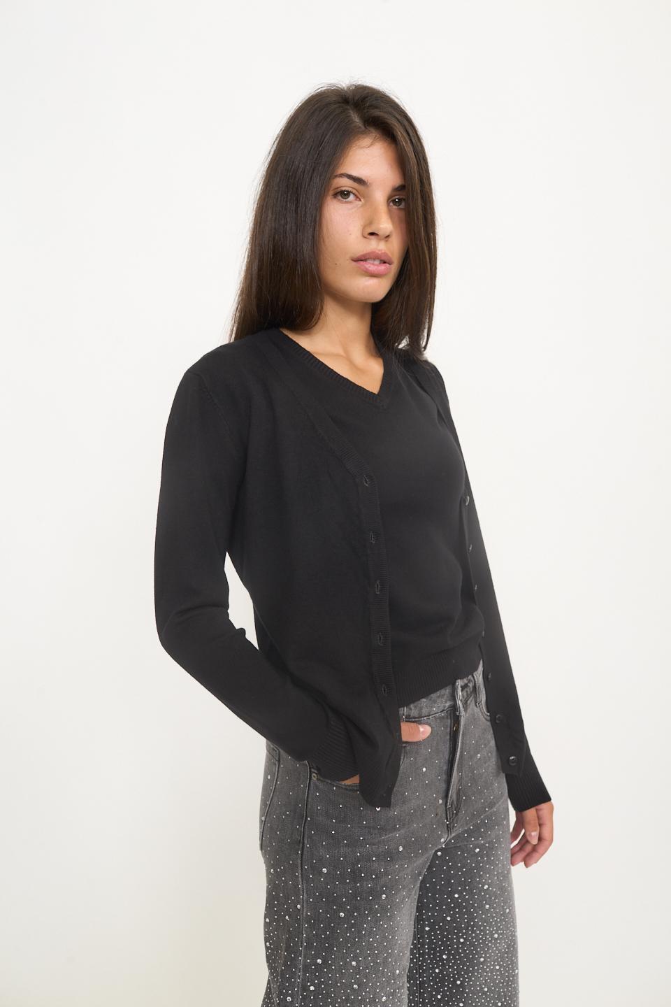 Cardigan scollo V nero - Autunno - Inverno 2025 | Brend