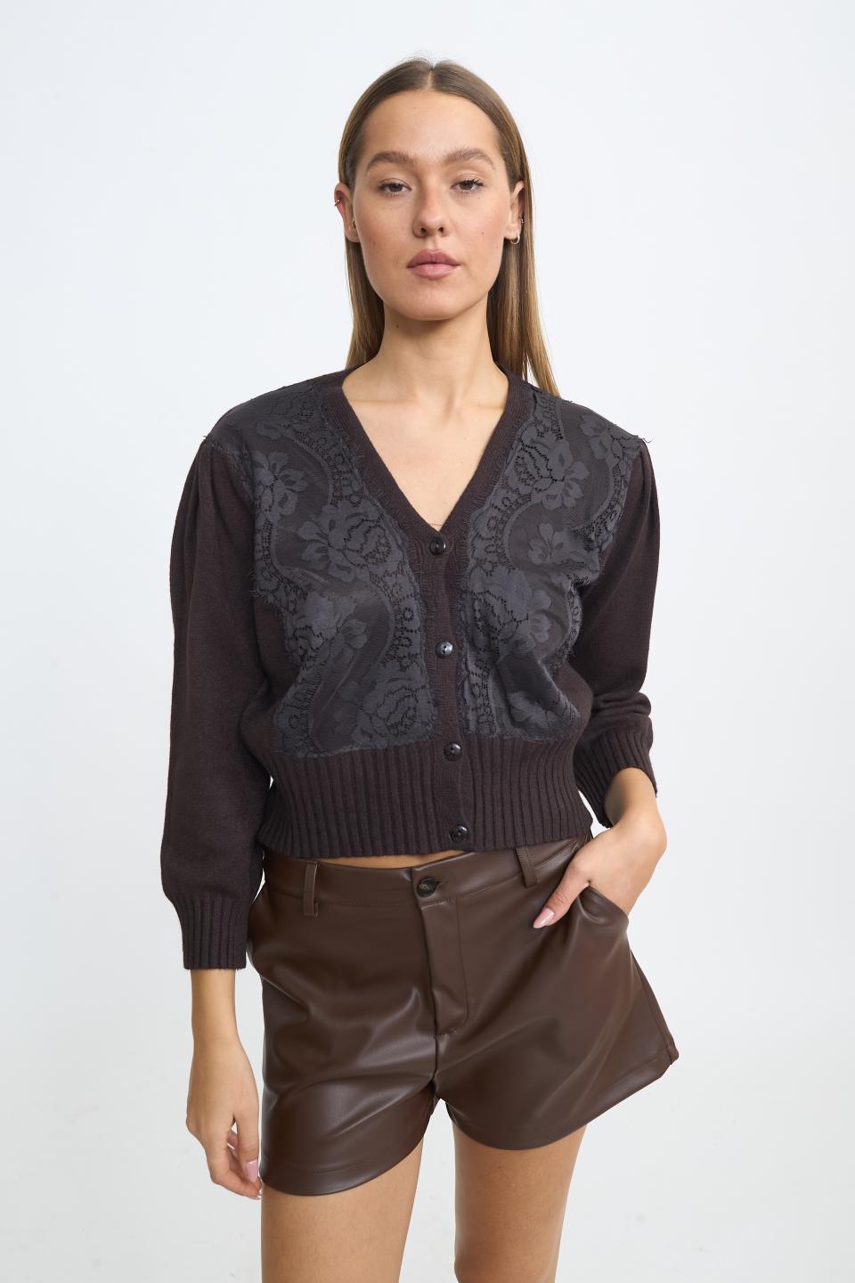 Cardigan crop pizzo moro - Autunno - Inverno 2025 | Brend