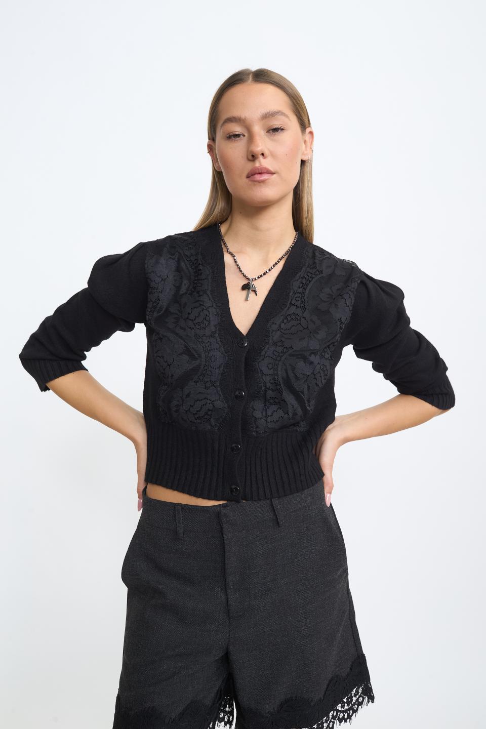 Cardigan crop pizzo nero - Autunno - Inverno 2025 | Brend