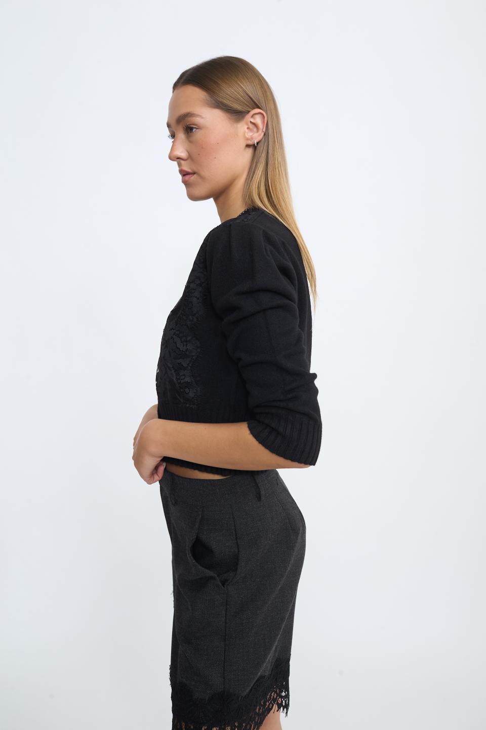 Cardigan crop pizzo nero - Autunno - Inverno 2025 | Brend
