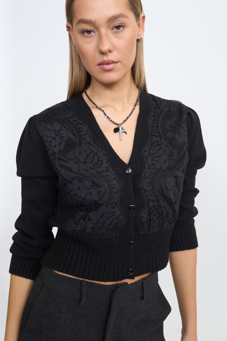 Cardigan crop pizzo nero - Autunno - Inverno 2025 | Brend
