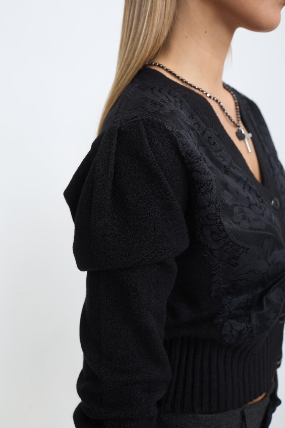 Cardigan crop pizzo nero - Autunno - Inverno 2025 | Brend