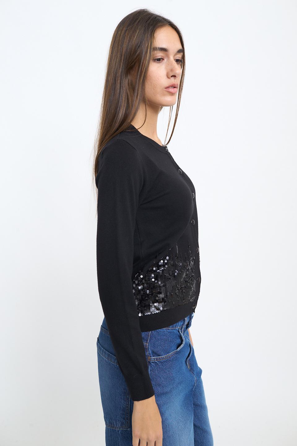 Cardigan scollo rotondo paillettes nero - Autunno - Inverno 2025 | Brend