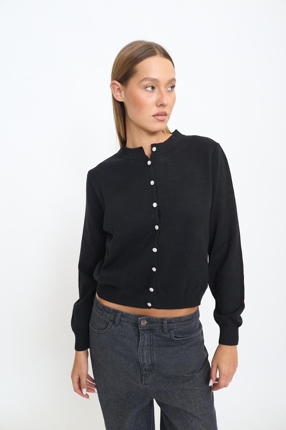 Cardigan bottoni gioiello nero - Autunno - Inverno 2025 | Brend