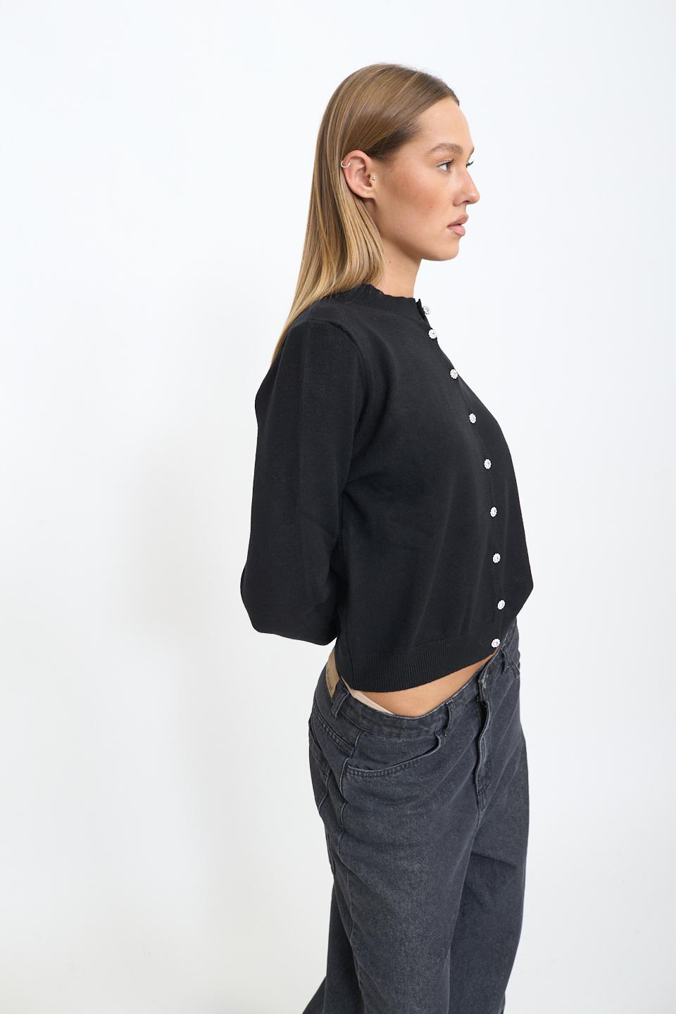 Cardigan bottoni gioiello nero - Autunno - Inverno 2025 | Brend