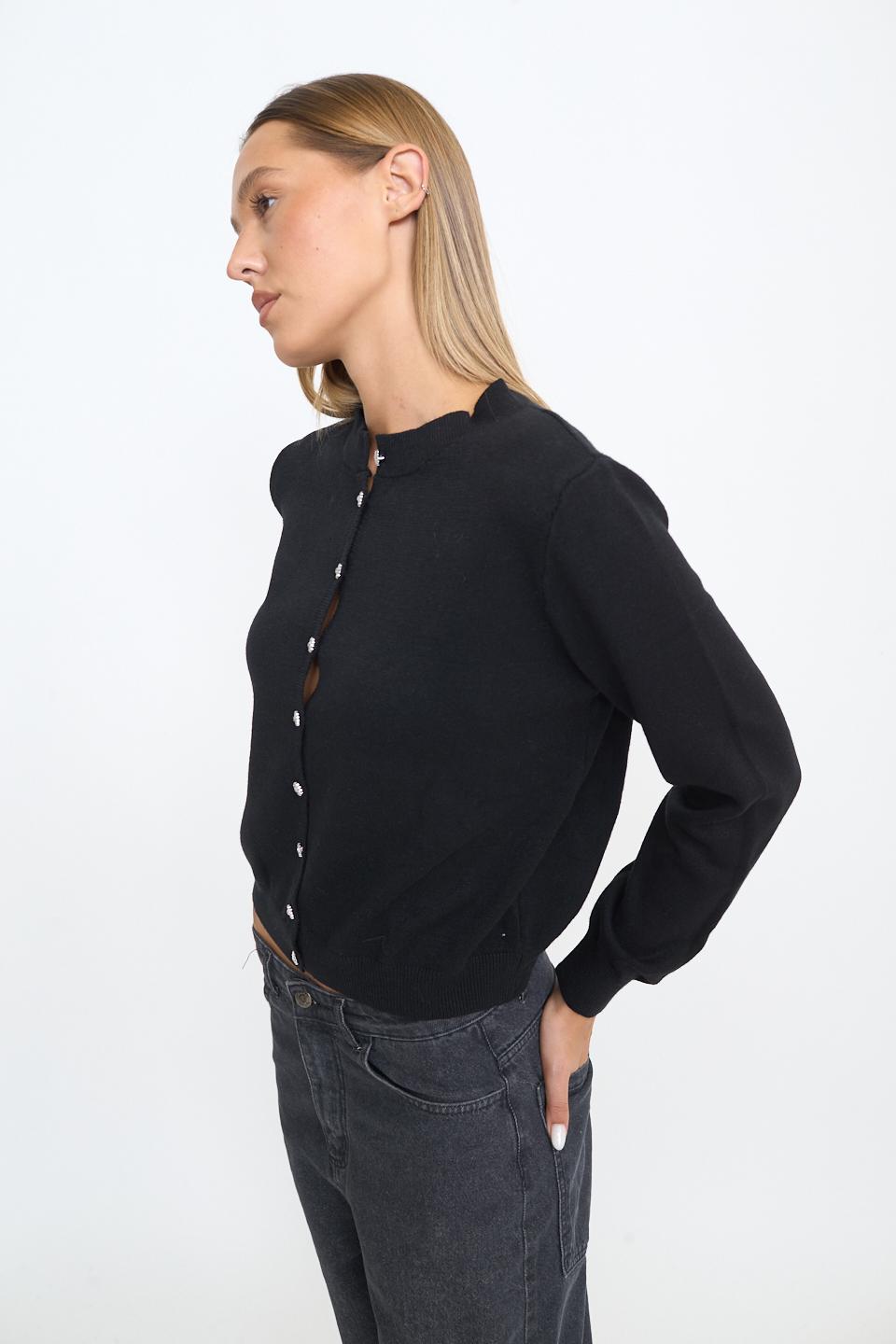 Cardigan bottoni gioiello nero - Autunno - Inverno 2025 | Brend