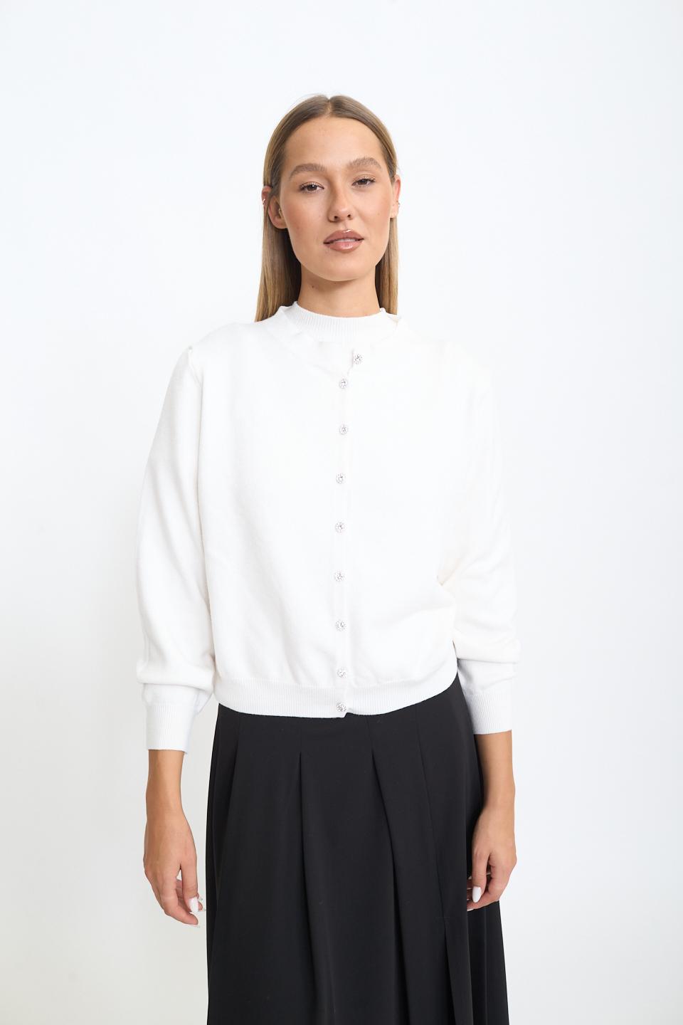 Cardigan bottoni gioiello panna - Autunno - Inverno 2025 | Brend