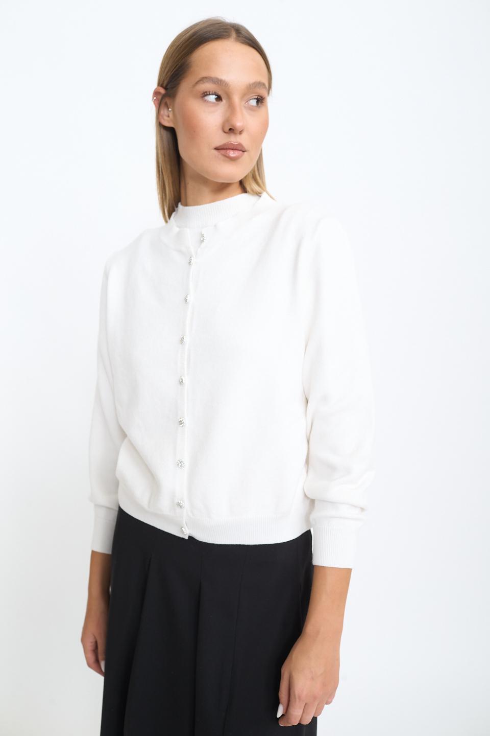 Cardigan bottoni gioiello panna - Autunno - Inverno 2025 | Brend