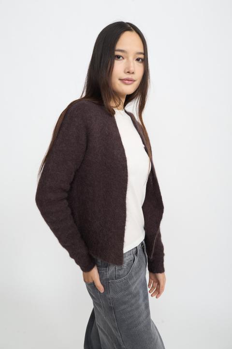 Cardigan aperto alpaca cioccolato fondente - Autunno - Inverno 2025 | Brend