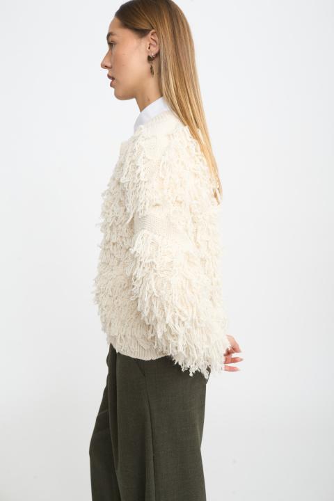 Cardigan effetto Mongolia panna - Autunno - Inverno 2025 | Brend