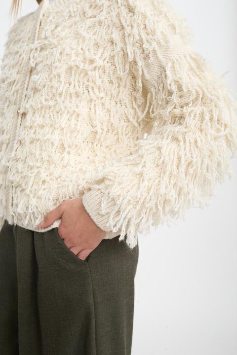 Cardigan effetto Mongolia panna - Autunno - Inverno 2025 | Brend