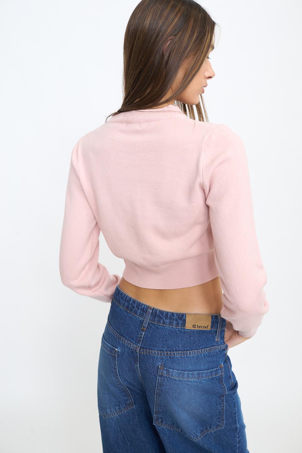 Cardigan corto bottoni madreperla cipria - Autunno - Inverno 2025 | Brend