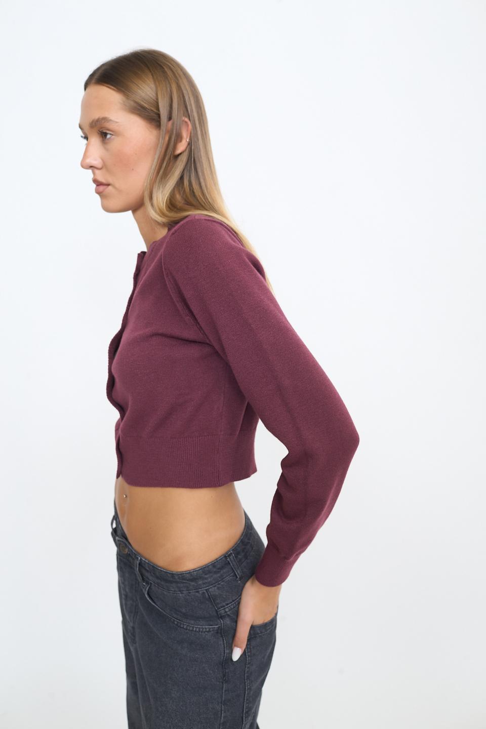 Cardigan corto bottoni madreperla marron b. - Autunno - Inverno 2025 | Brend