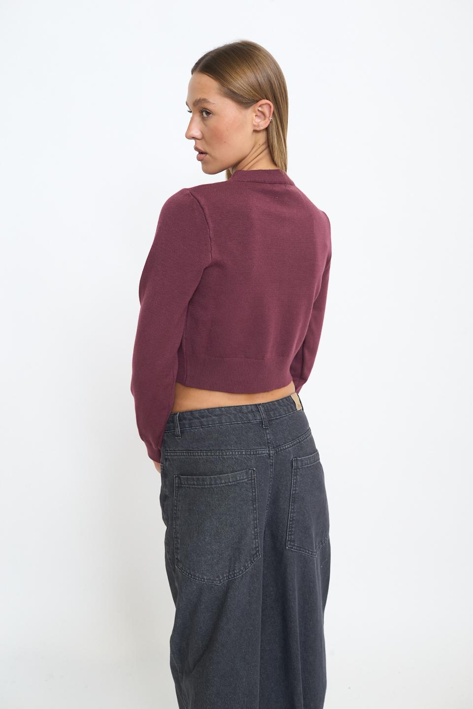 Cardigan corto bottoni madreperla marron b. - Autunno - Inverno 2025 | Brend