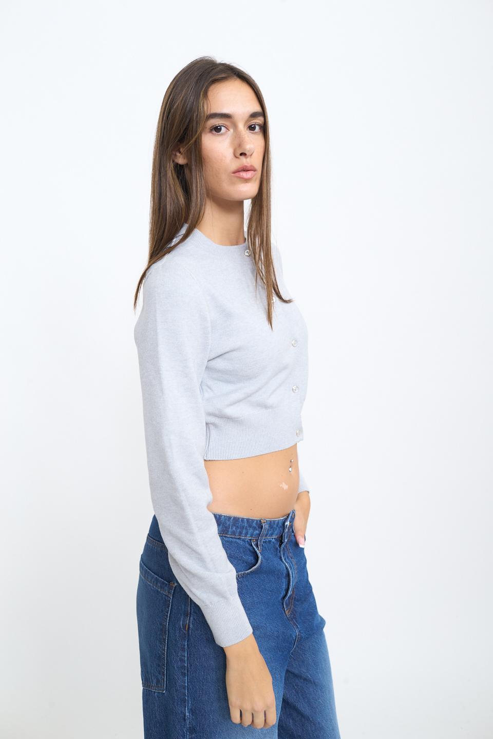 Cardigan corto bottoni madreperla perla - Autunno - Inverno 2025 | Brend