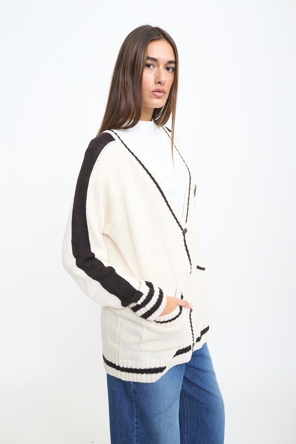 Cardigan college tasche panna moro - Autunno - Inverno 2025 | Brend