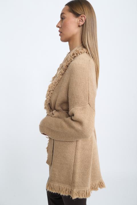 Cardigan lungo frange camel - Autunno - Inverno 2025 | Brend