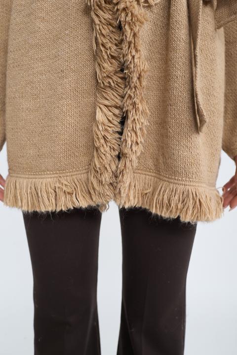 Cardigan lungo frange camel - Autunno - Inverno 2025 | Brend