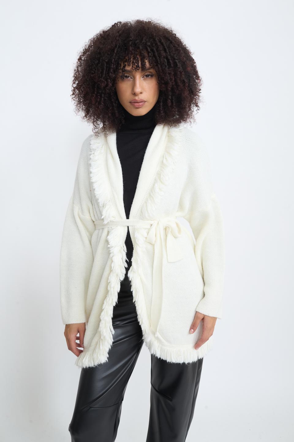 Cardigan lungo frange panna - Autunno - Inverno 2025 | Brend