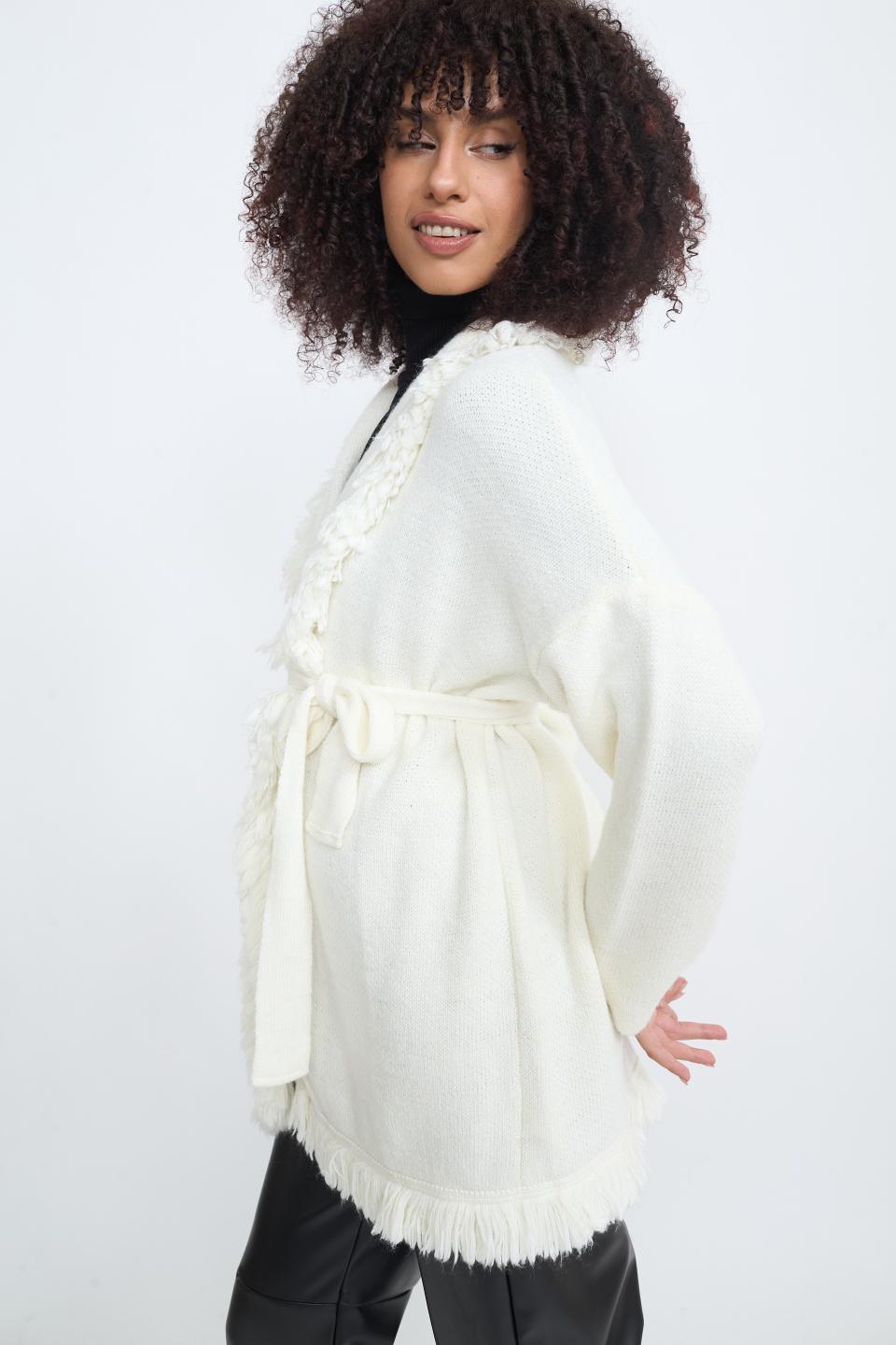Cardigan lungo frange panna - Autunno - Inverno 2025 | Brend