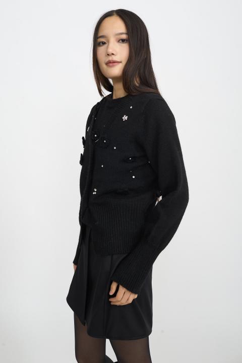 Cardigan scollo v fiori nero - Autunno - Inverno 2025 | Brend