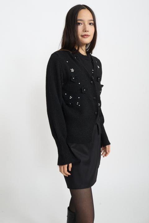 Cardigan scollo v fiori nero - Autunno - Inverno 2025 | Brend