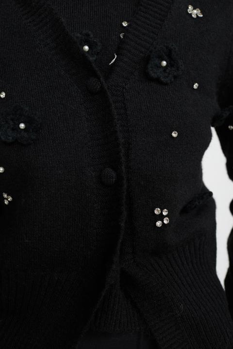 Cardigan scollo v fiori nero - Autunno - Inverno 2025 | Brend