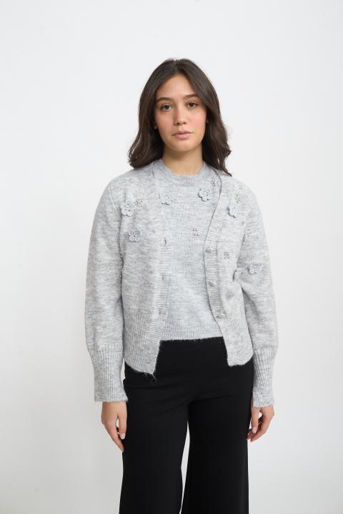 Cardigan scollo v fiori perla - Autunno - Inverno 2025 | Brend