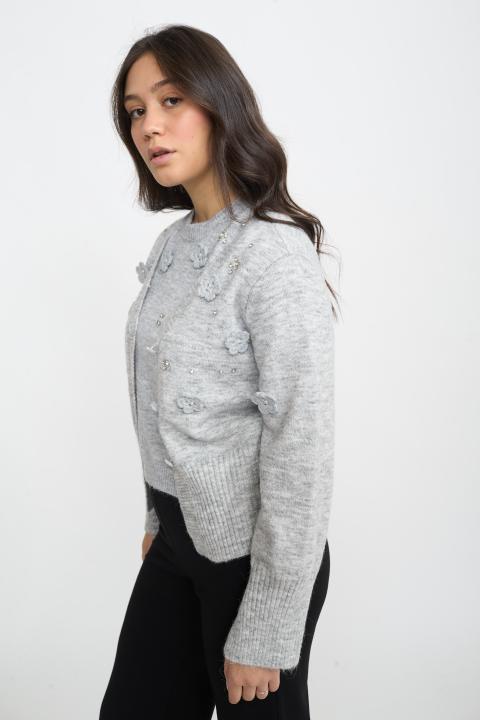 Cardigan scollo v fiori perla - Autunno - Inverno 2025 | Brend