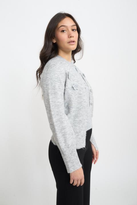 Cardigan scollo v fiori perla - Autunno - Inverno 2025 | Brend