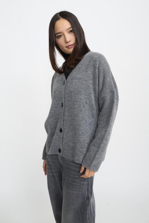 Cardigan scollo V grigio medio - Autunno - Inverno 2025 | Brend