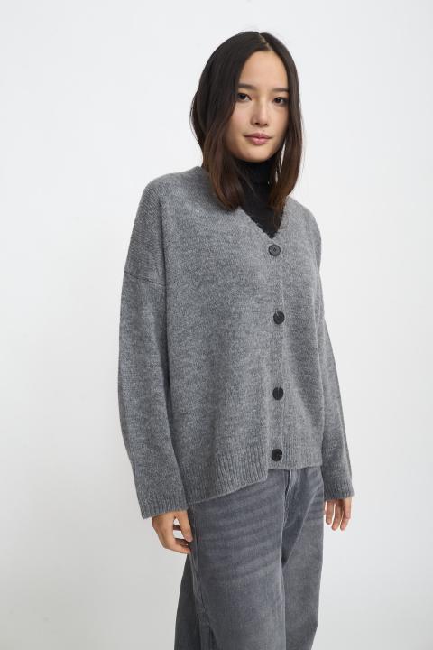 Cardigan scollo V grigio medio - Autunno - Inverno 2025 | Brend