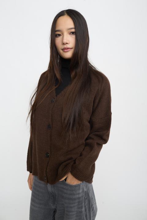Cardigan scollo V marrone - Autunno - Inverno 2025 | Brend