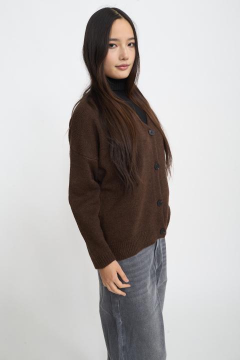 Cardigan scollo V marrone - Autunno - Inverno 2025 | Brend