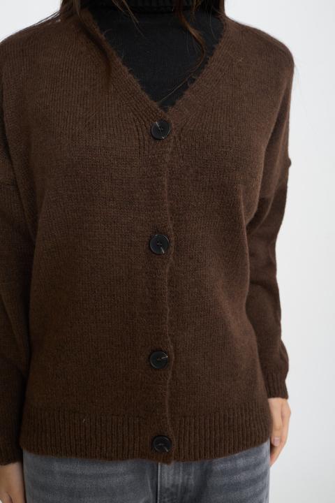 Cardigan scollo V marrone - Autunno - Inverno 2025 | Brend