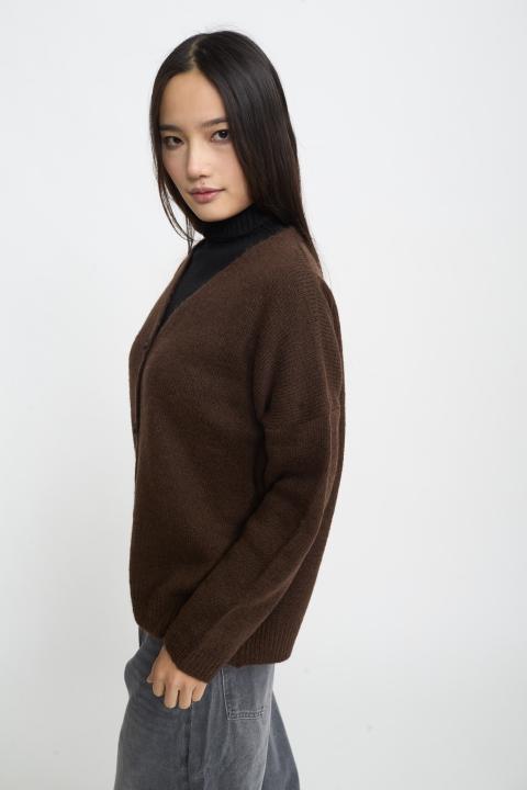 Cardigan scollo V marrone - Autunno - Inverno 2025 | Brend