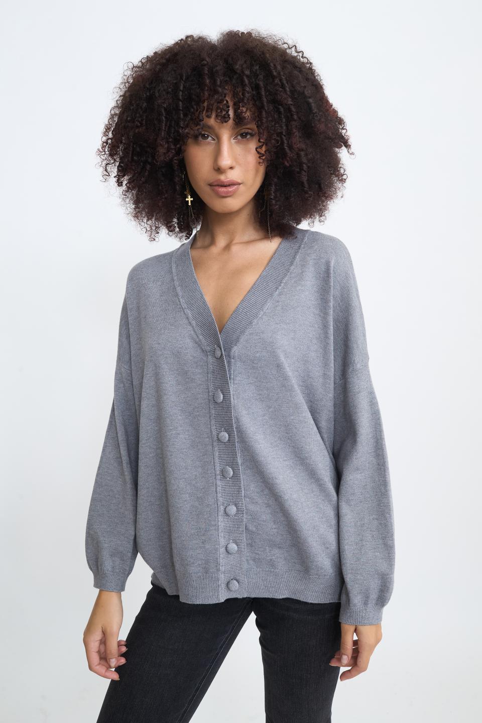 Cardigan over grigio melange - Autunno - Inverno 2025 | Brend