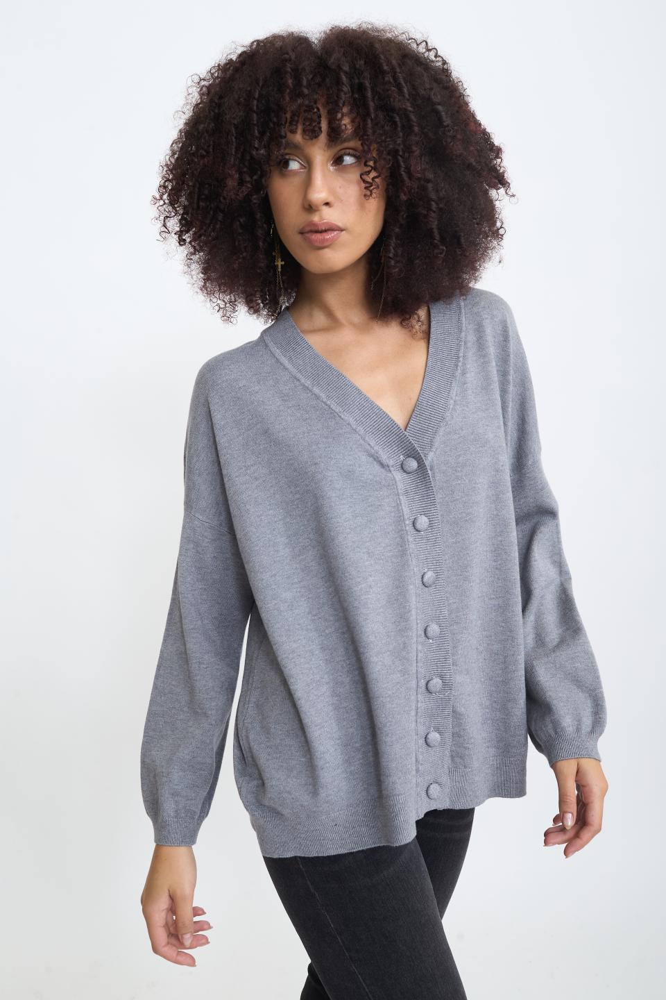 Cardigan over grigio melange - Autunno - Inverno 2025 | Brend
