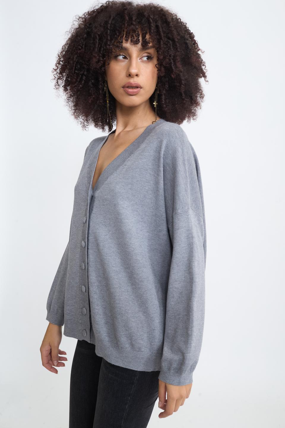 Cardigan over grigio melange - Autunno - Inverno 2025 | Brend