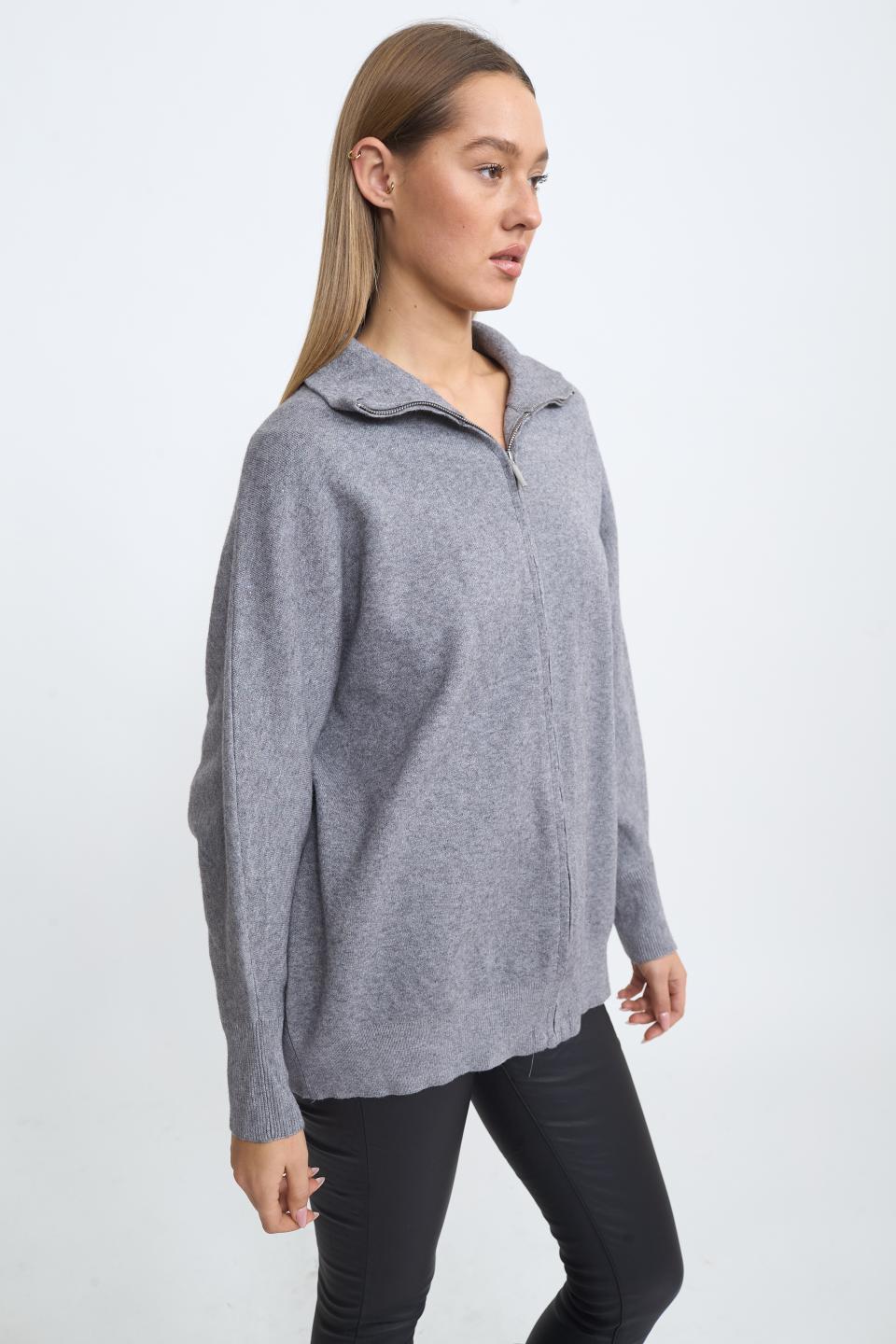 Cardigan over zip grigio - Autunno - Inverno 2025 | Brend