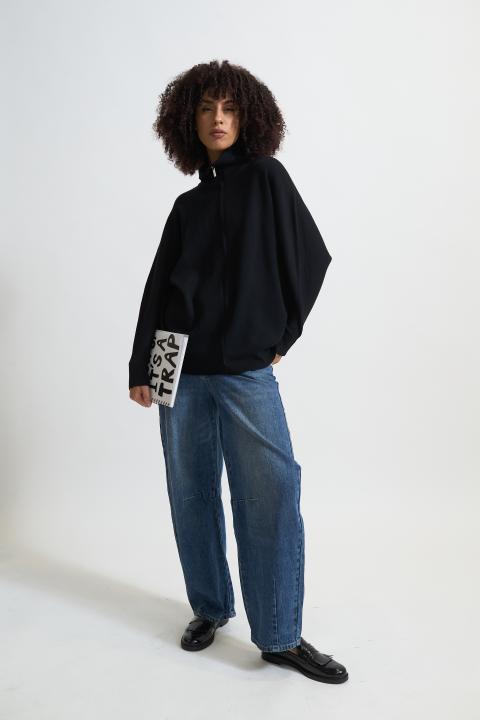 Cardigan over zip nero - Autunno - Inverno 2025 | Brend