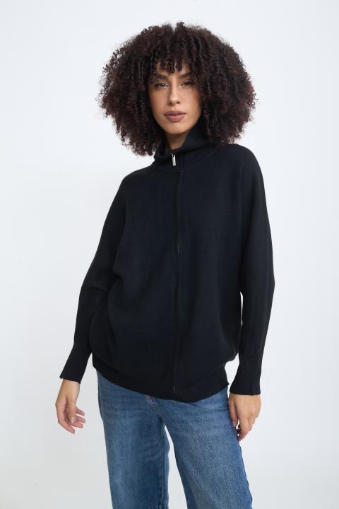 Cardigan over zip nero - Autunno - Inverno 2025 | Brend