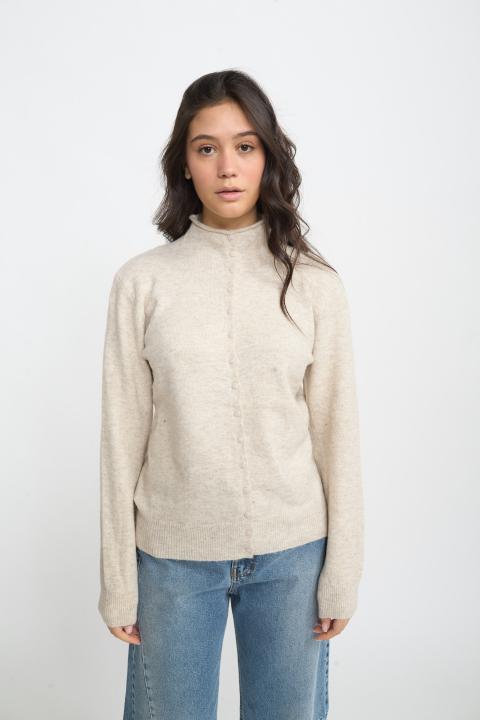 Cardigan collo alto beige - Autunno - Inverno 2025 | Brend
