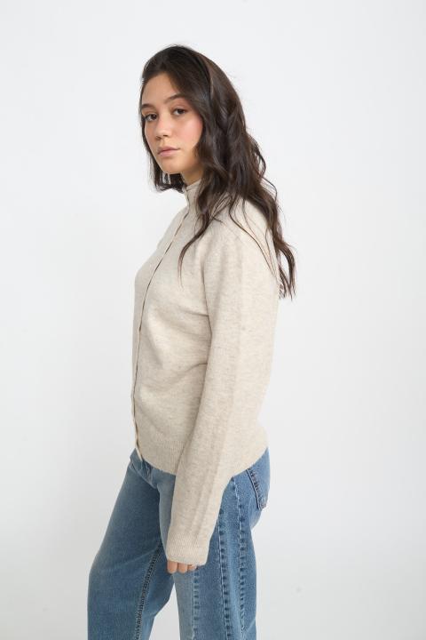 Cardigan collo alto beige - Autunno - Inverno 2025 | Brend
