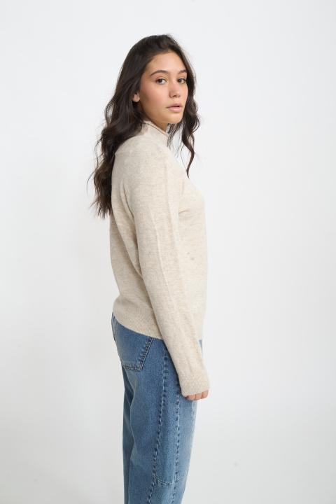 Cardigan collo alto beige - Autunno - Inverno 2025 | Brend